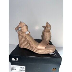 INC Women's Maxx Blush Open Toe Strappy Wedge Sandals Lace Up Shoes Size 8.5M